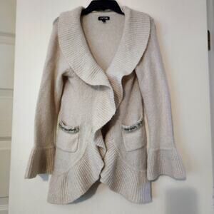 Apt 9 Wool Cotton Blend Ruffled Sweater Cardigan Size Medium